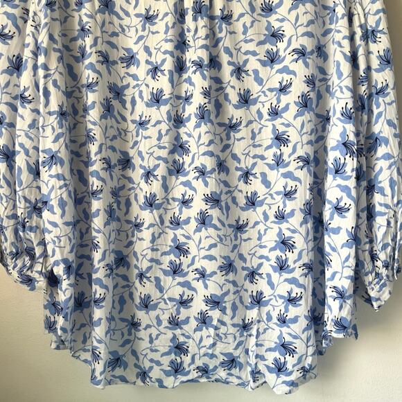 Caslon Floral Split Neck Blouse Womens Size 2X Drop Tail Hem Work Feminine Boho - Picture 6 of 13